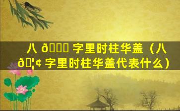 八 💐 字里时柱华盖（八 🦢 字里时柱华盖代表什么）